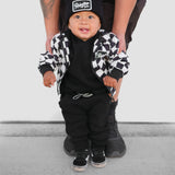 Bomber Jacket in Black + White Checkered