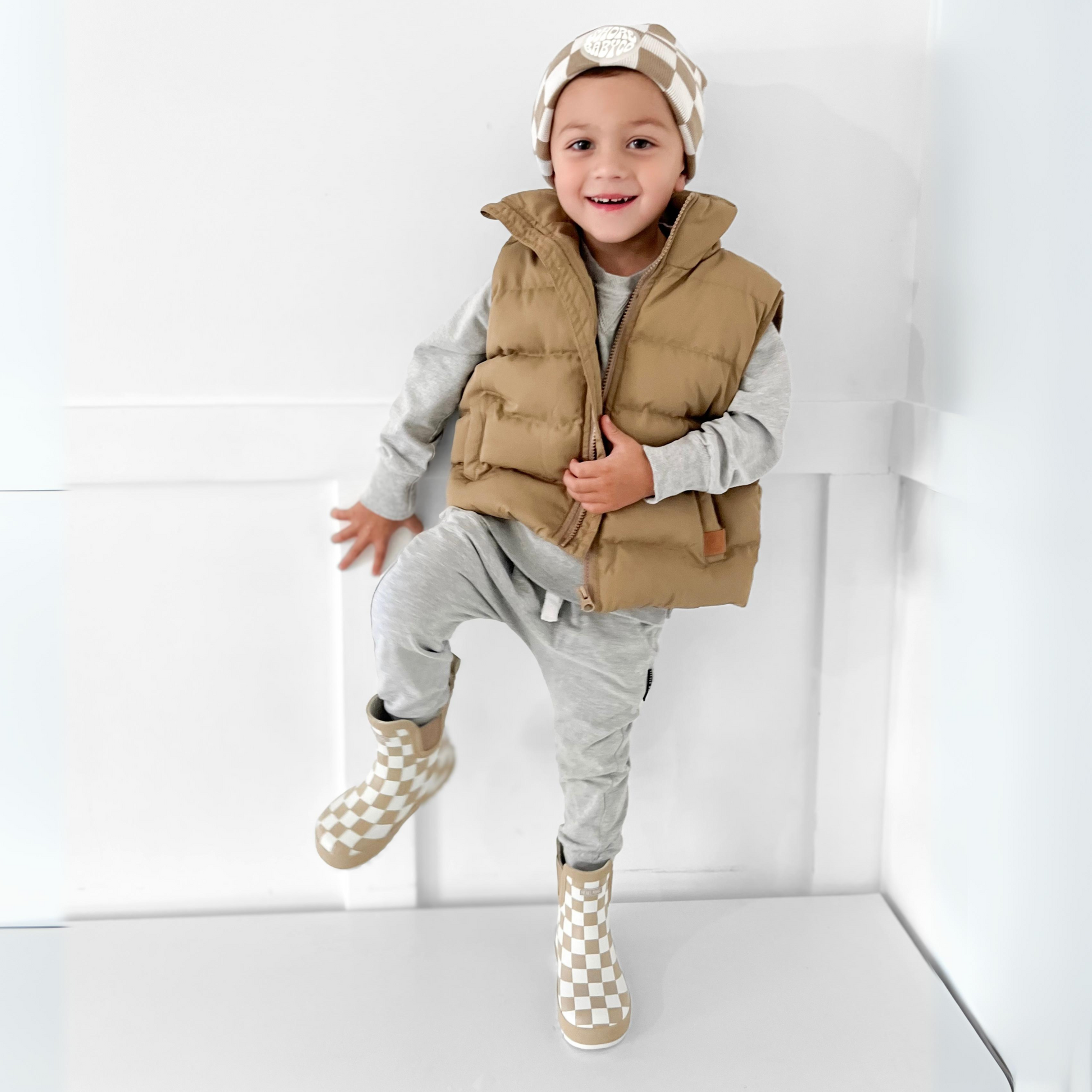Holstyn Midi Boot in Salted Caramel Checkered (FINAL SALE) - Rebel Bro