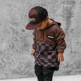 Pullover Windbreaker in Cocoa Checkered