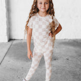 Bamboo Two Piece Set in Salt + Sand Checkered