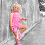 Tank + Biker Two Piece Set in Bubble Gum Leopard