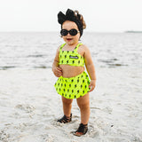 UPF50+ Retro Skirted Bikini Two Piece Swimsuit in Neon Electric Lime x Jagger