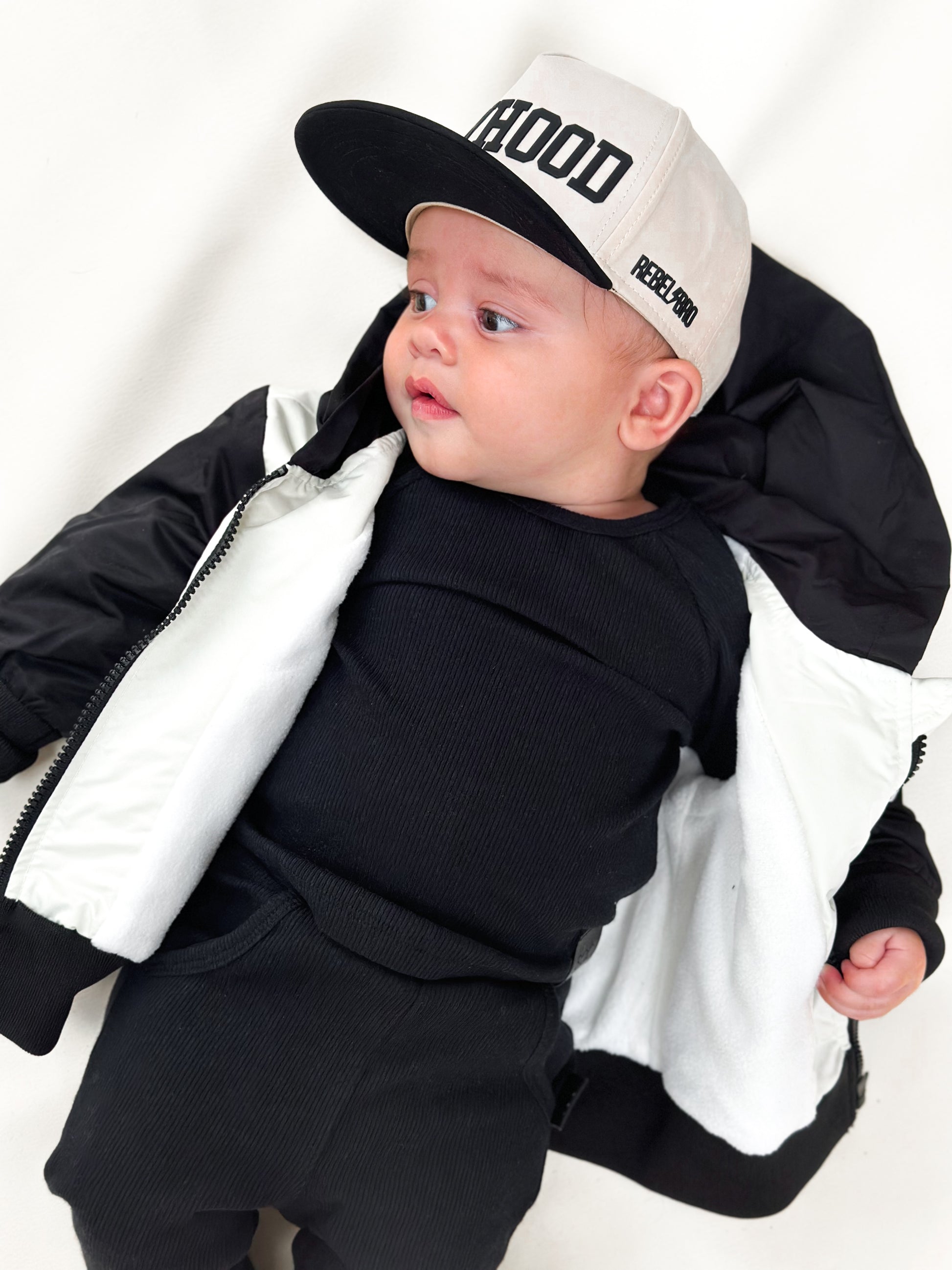 Live Fast Hydro Bomber Jacket in Black/White (FINAL SALE)