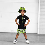 Hybrid Swim Trunks in Neon Electric Lime Smileys