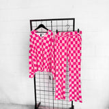 Women’s Bamboo Two Piece Set in Bubble Gum Checkered