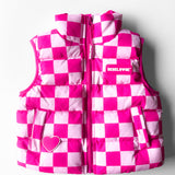 Puffer Vest in Bubble Gum Checkered