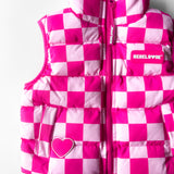 Puffer Vest in Bubble Gum Checkered