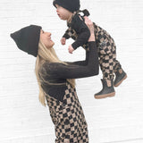 Women's Overall in Checkered Black + Taupe (PREORDER)