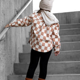 Hooded Flannel in Neutral Checkered