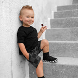 Relaxed Fit Shorts in Black + Charcoal Checkered