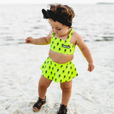 UPF50+ Retro Skirted Bikini Two Piece Swimsuit in Neon Electric Lime x Jagger