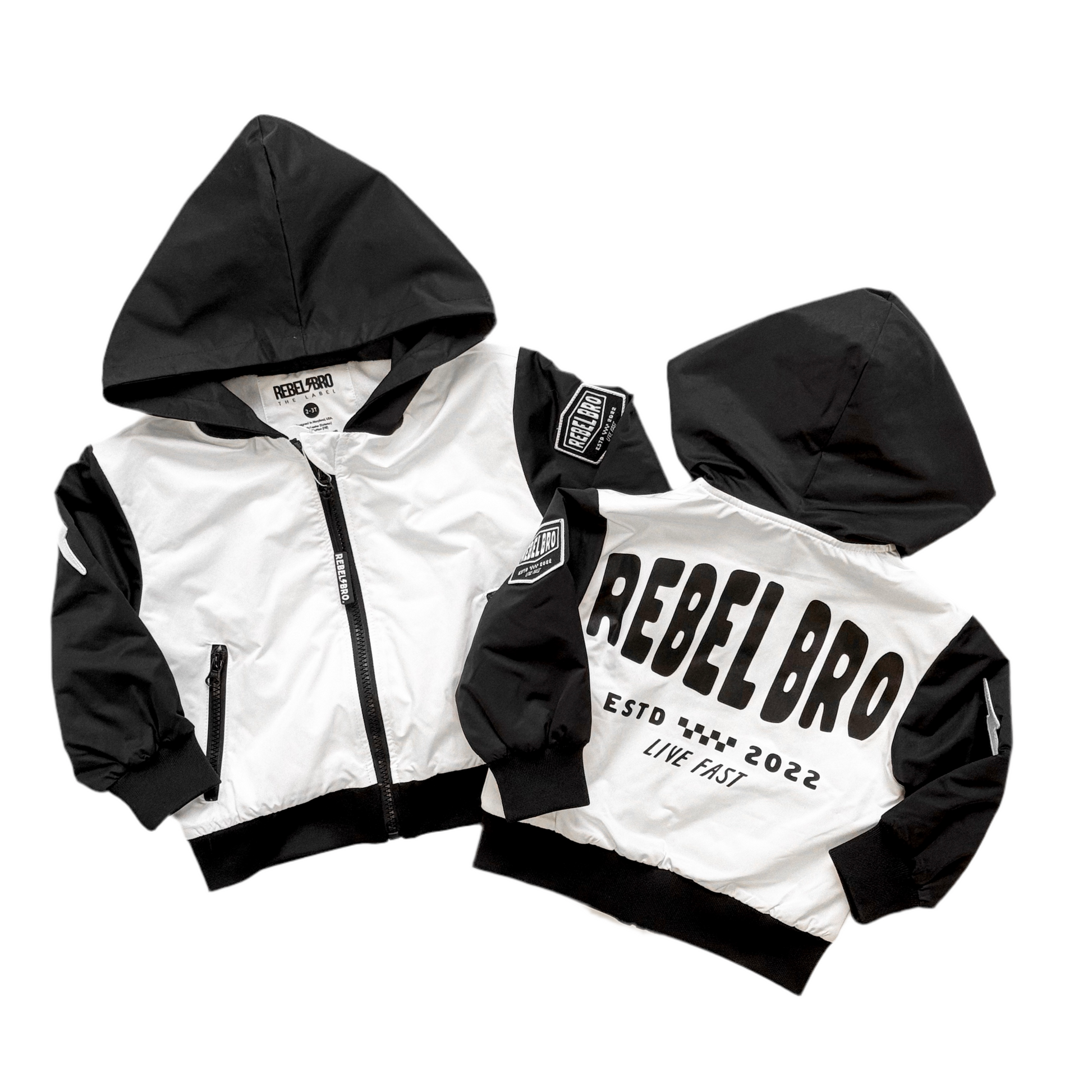 Live Fast Hydro Bomber Jacket in Black/White (FINAL SALE)