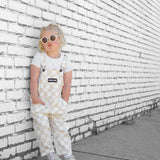 Overalls in Salt + Sand Checkered