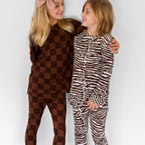 Bamboo Two Piece Set in Espresso Checkered