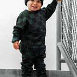 Organic Ribbed Set in Smoke + Midnight Emerald