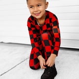 Bamboo Two Piece Set in Americana Red + Black (Checkered)