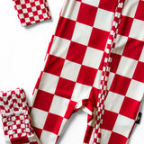 Bamboo Zippy Sleeper in Candy Cane Checkered