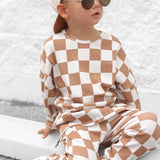Organic Ribbed Set in Vanilla + Chestnut