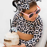 UPF50+ Cropped Two Piece Swimsuit in Ava (Leopard)
