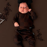 Organic Ribbed Set in Espresso Checkered