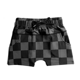 Relaxed Fit Shorts in Black + Charcoal Checkered