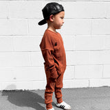 Organic Ribbed Set in Rust