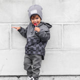 Pullover Windbreaker in Charcoal Checkered