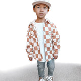 Hooded Flannel in Neutral Checkered