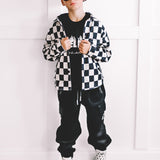 Hooded Flannel in Black + Cream Checkered