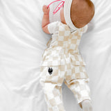 Overalls in Salt + Sand Checkered