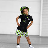 Hybrid Swim Trunks in Neon Electric Lime Smileys