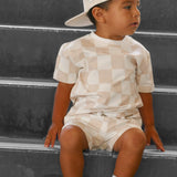Everyday Cotton Shorts Set in Salt + Sand Checkered
