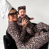 Women’s Bamboo Two Piece Set in Midnight Mocha Leopard