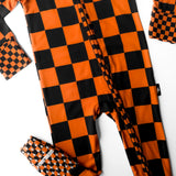 Bamboo Zippy Sleeper in Jack-O Lantern Checkered