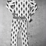 Women’s Bamboo Henley Two Piece Set in Merry Mischief