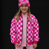 Bomber Jacket in Bubble Gum Checkered