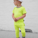 Bamboo Two Piece Set in Neon Electric Lime