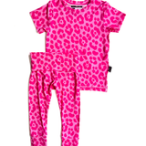 Bamboo Two Piece Set in Bubble Gum Leopard