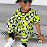 Bamboo Two Piece Set in Neon Electric Lime x Smileys