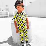 Bamboo Two Piece Set in Neon Electric Lime x Smileys