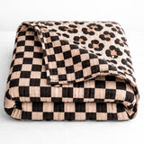 Organic Muslin Quilt in Ava (Leopard) x Black + Taupe Checkered
