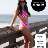 UPF50+ Women's Reversible Bikini in Neon Electric Lime x Jagger / Neon Electric Lime + Black Checkered