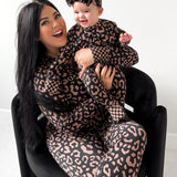 Women’s Bamboo Two Piece Set in Midnight Mocha Leopard