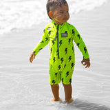 UPF50+ Boys Swim Romper in Neon Electric Lime x Jagger