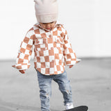 Hooded Flannel in Neutral Checkered