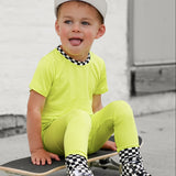 Bamboo Two Piece Set in Neon Electric Lime