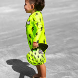UPF50+ Boys Swim Romper in Neon Electric Lime x Jagger