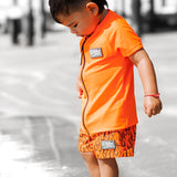 Hybrid Swim Trunks in Neon Valencia x Fuego