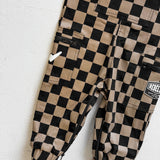 The Live Fast Overall in Taupe + Black Checkered - Rebel Bro