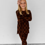 Bamboo Two Piece Set in Espresso Checkered